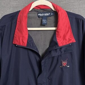 Vintage Polo Golf Ralph Lauren Jacket L Navy Half Zip Windbreaker Pullover Crest